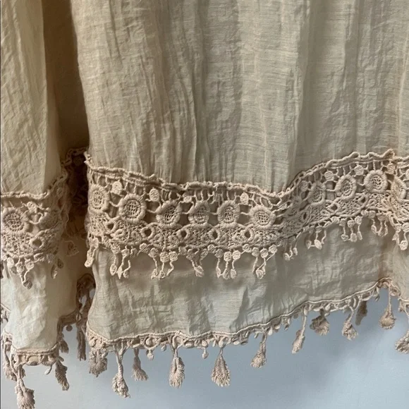 Boho Cream Skirt with Lace Trim - Picture 2 of 6